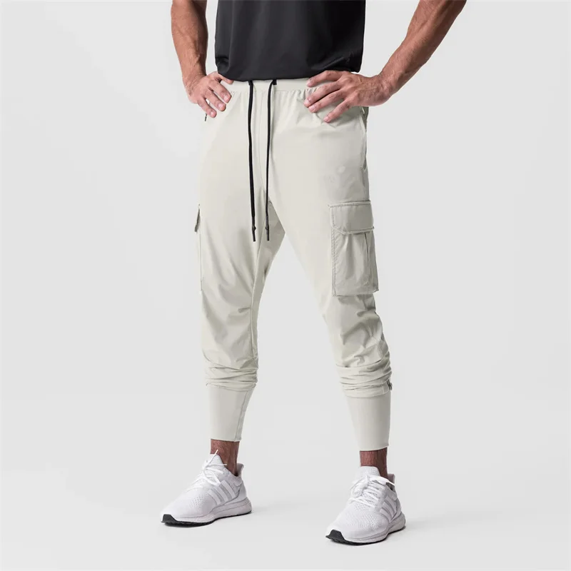 2024 New Cargo Pants Gym Men‘s Multi-Pocket Straight Bottom Cargo Pants    Sports Fitness Men Casual Trousers Track Pants