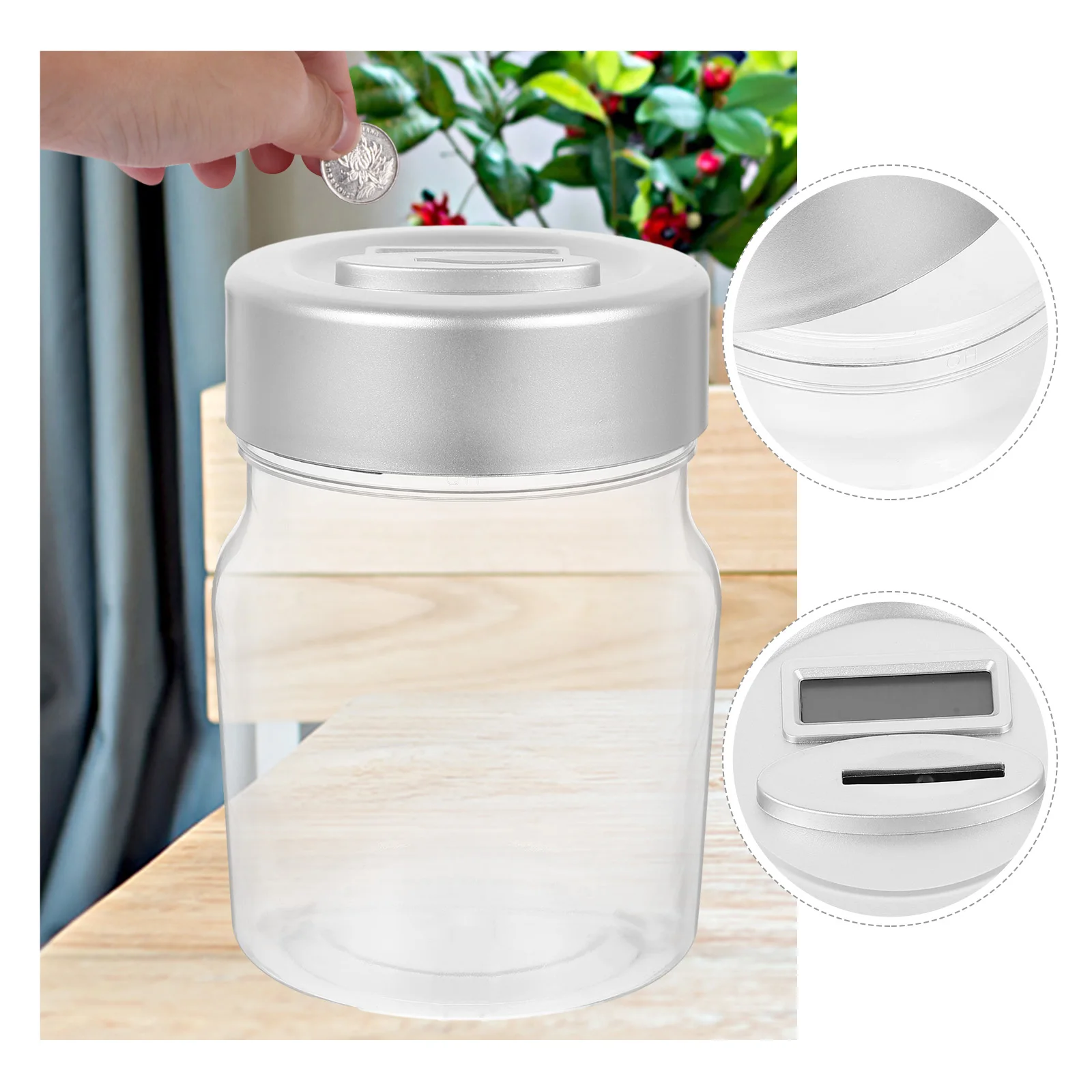 

Clear Transparent Piggy Bank For Adults Compact Coin Container Desktop Saving Box Cash Storage Money Jar Abs Material