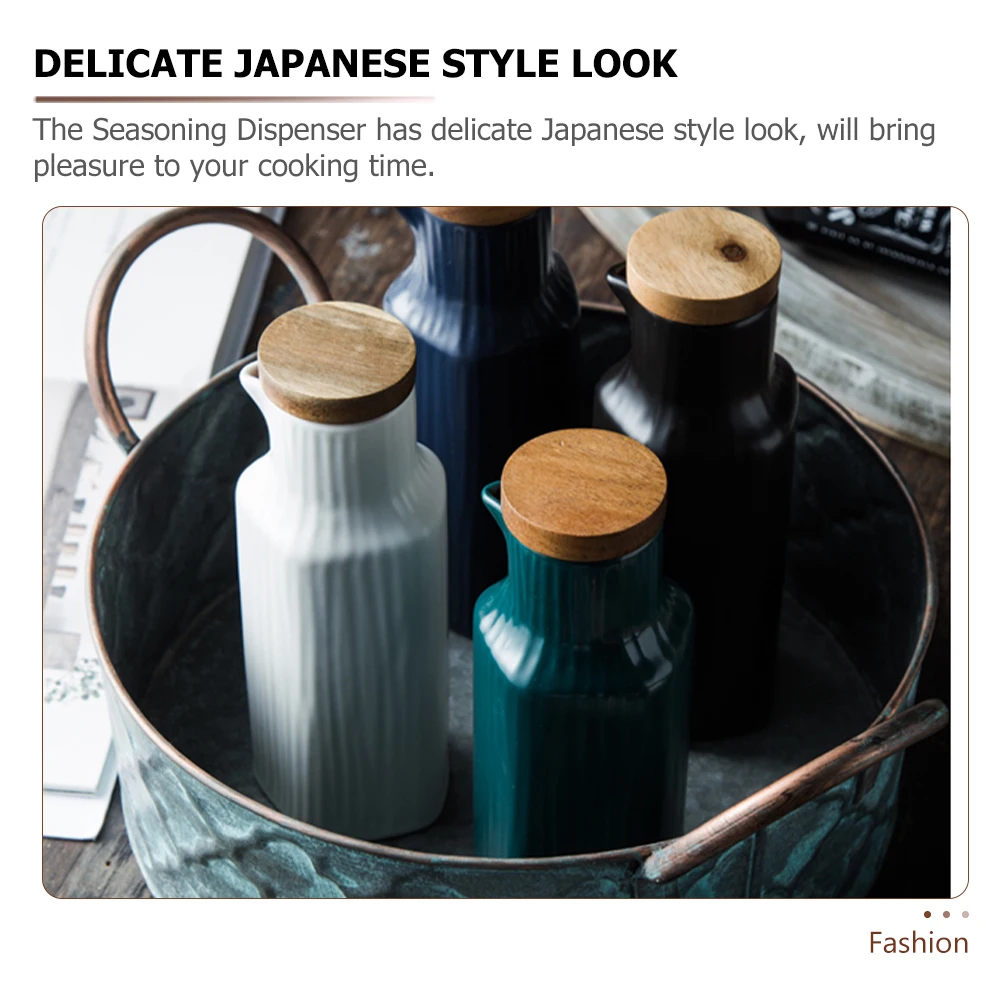 

Ceramic Soy Sauce Bottle Japanese Style Condiment Pot Multi-Function Seasoning Dispenser Elegant Kitchen Supply