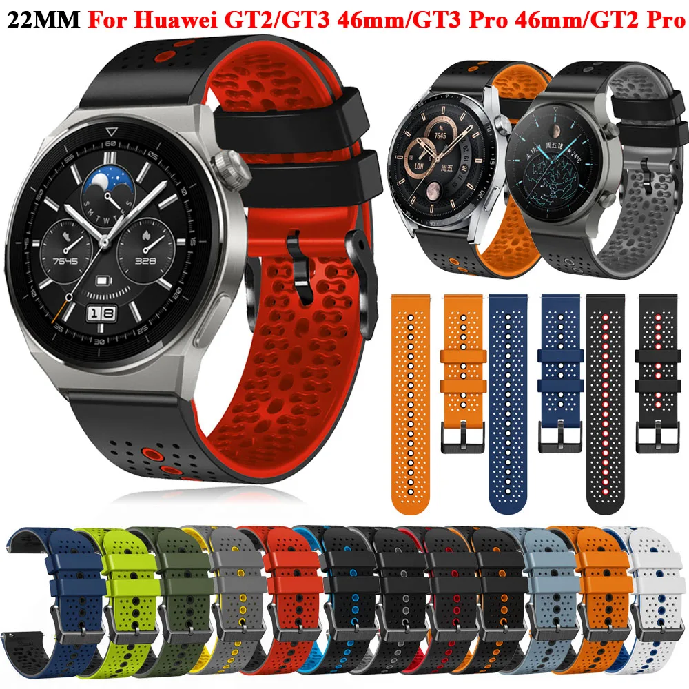 22mmSilicone Bracelet Watch Strap For Huawei Watch GT5/4 Pro/Buds/GT3 Pro 46mm/GT4 46mm GT2 Pro SE Wristband Correa GT5 Pro 46mm