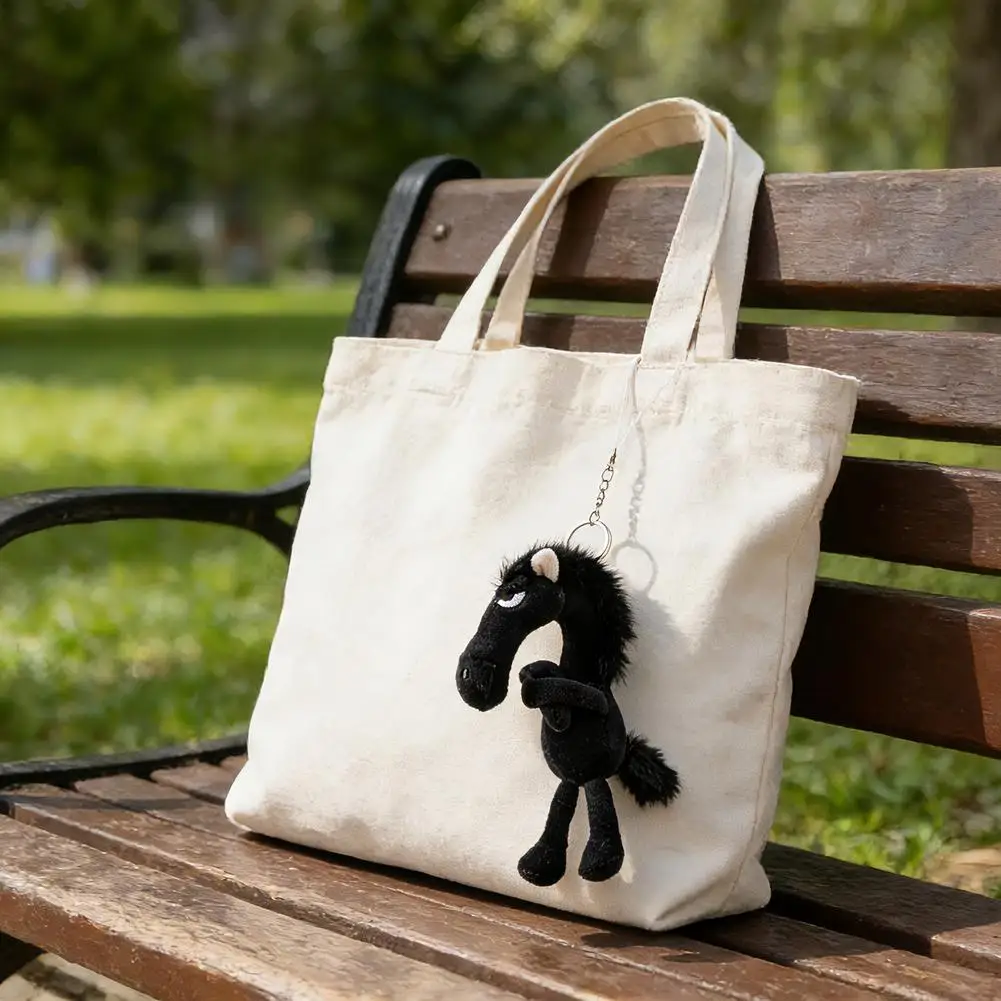 Crossed Arms Horse Plush Keychain 20cm Soft Stuffed Animal Toy Unique Expression Design for Backpack Purse Car Decor Cute Gift