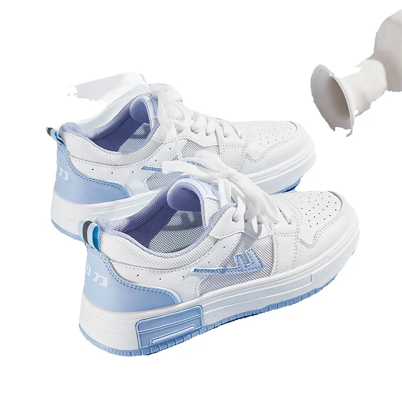 Witte ademende skateboardschoenen van mesh voor dames casual_voghion.com