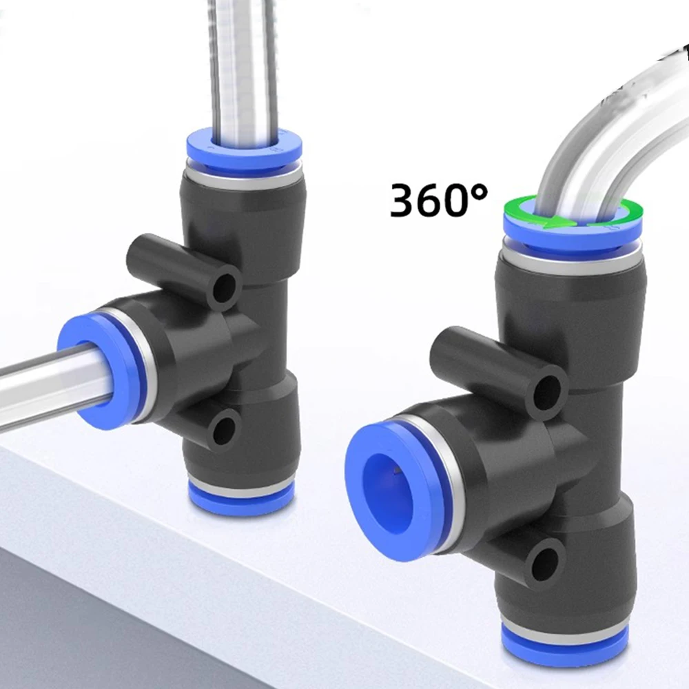 PE PEG Pneumatic Quick Connector Three-way Variable Diameter Connector T-shaped PU Tracheal Hose 4 6 8 10 12 14 16mm PEG10-8-10