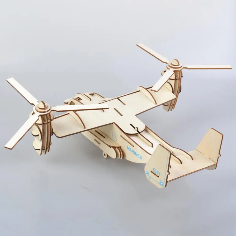 

3D Wooden Puzzle for Kids Aircraft Design DIY Buildable Jigsaw Enhances Creativity Problem Solving Skill Perfect Desk Display