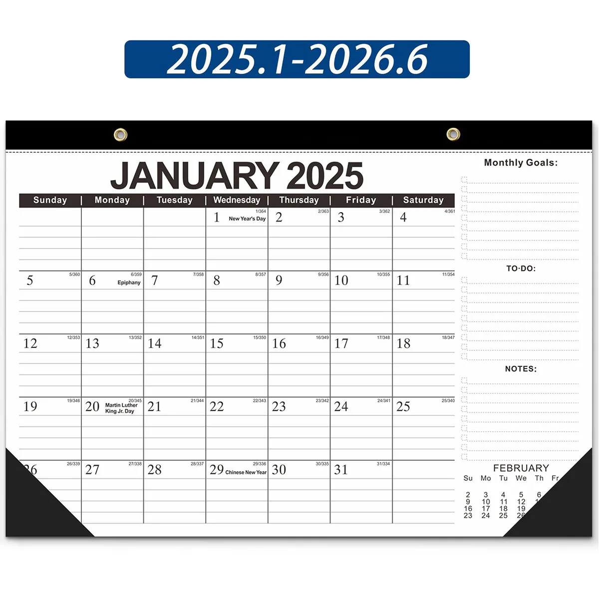 壁掛けカレンダー2年計画デスク、実用的なオフィスプランナー、18ヶ月、2025