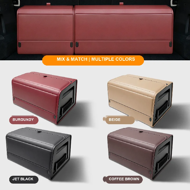 Car Trunk Organizer with 4-Point Magnetic Closure – PU Leather, Reinforced ABS Frame, Fits SUV, Sedan, and Home Use