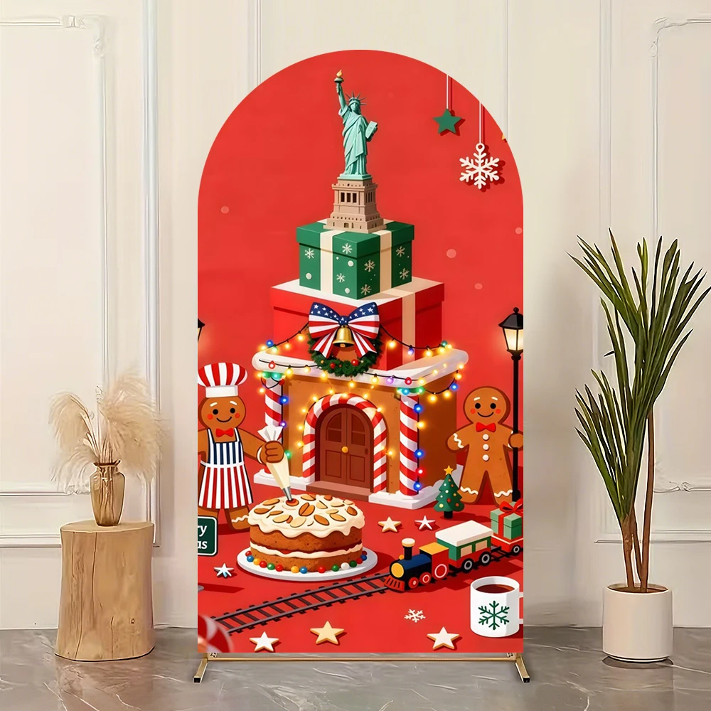 Yeele Christmas Gifts House Arch Cover Backdrop Baker's Cookies Wreath Baby Kids Xmas Party Decoration Elastic Arched Background