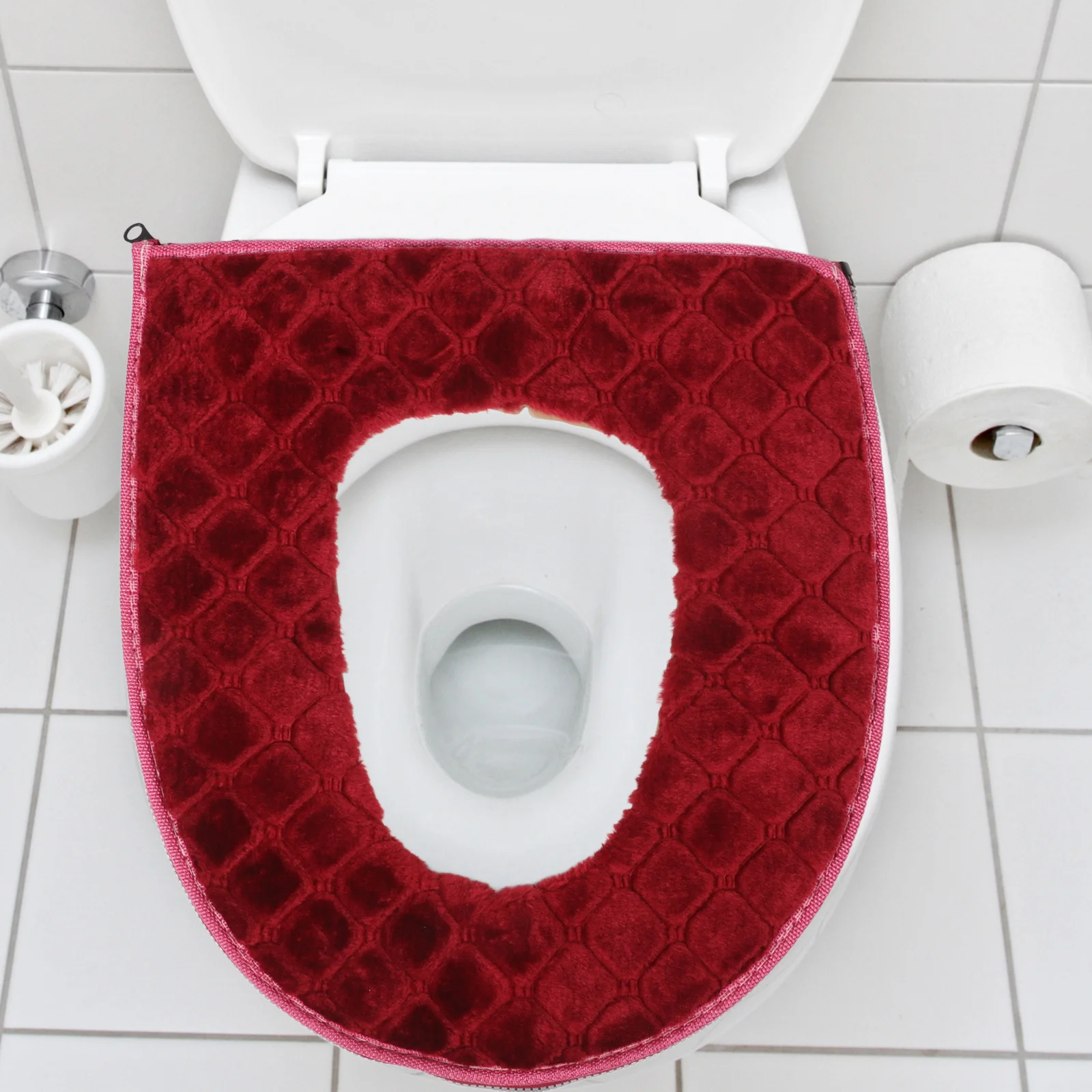 

Washable Heated Toilet Seat Pad USB Powered Quick Checkered Cover for Home Toilet Comfort Winter Ready