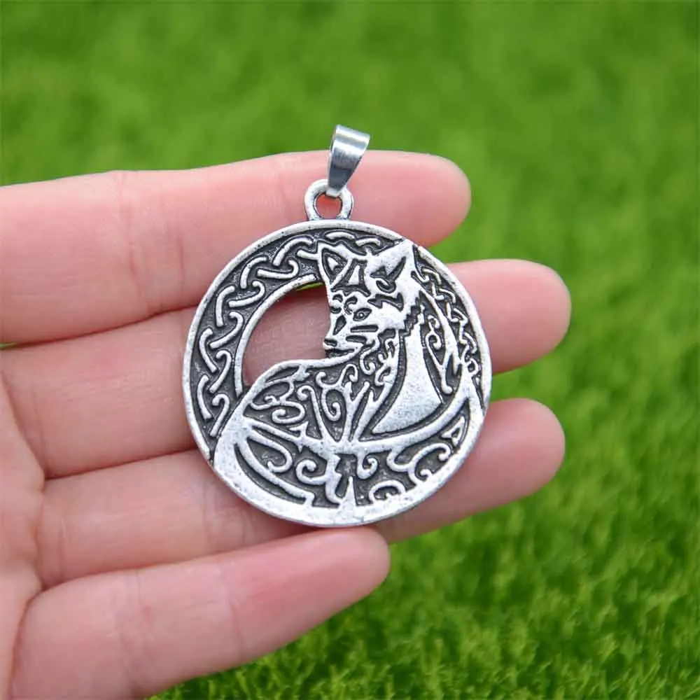 Two Sided Viking Animal Fox Pendant Amulet Jewelry Male Female Necklace Pagan Talisman