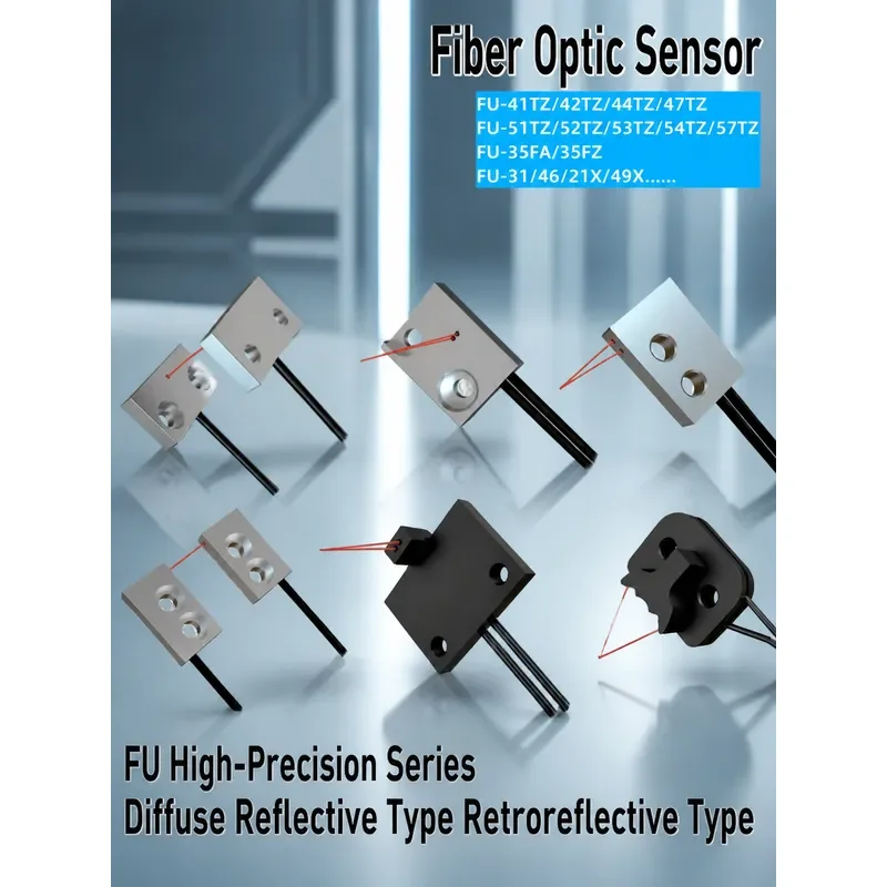 Ultra-thin Miniature Fiber Optic Sensor Flat Cross-beam Diffuse Reflection Amplifier Probe Detection Transparent FU-41/42
