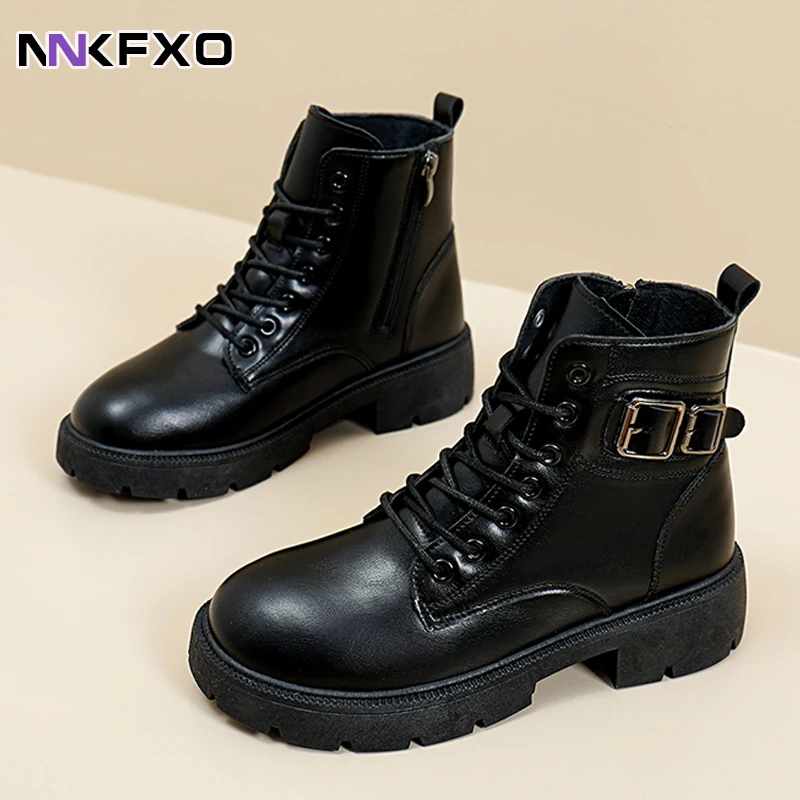 

2023 Fashion Classic Black Ankel Boots for Women PU Leather Waterproof Short Boots Side Zipper Boots British Style Boots QB565