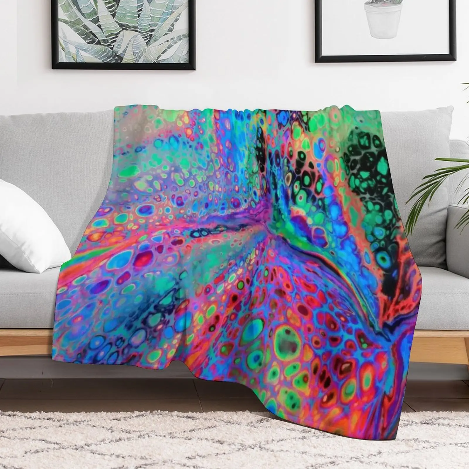 Electric Leopard Pattern Super Fluid Soul Acrylic Pour Design Throw Blanket Plaid Large Blankets