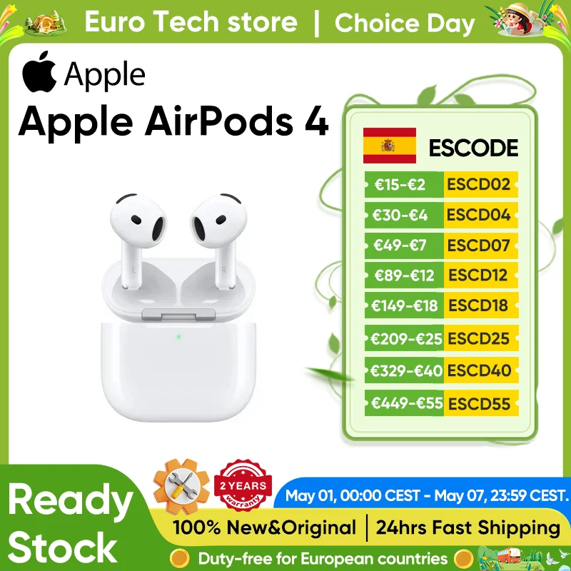 Audífonos Inalámbricos Bluetooth Apple AirPods 4 Originales con Cancelación Activa de Ruido, Audio Adaptativo, Sonido Ambiental, hasta 30h de Duración con Estuche