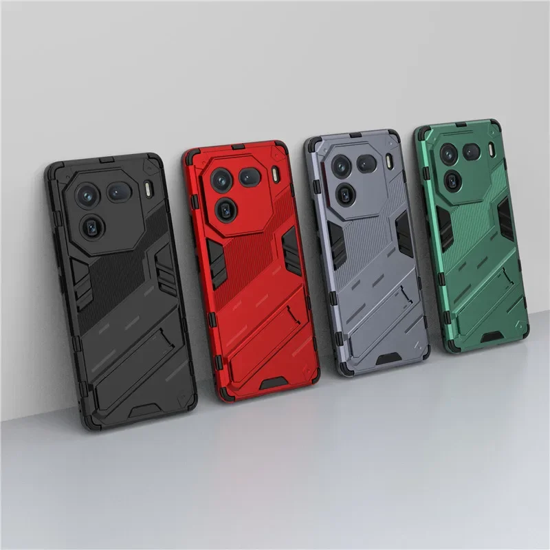 

For IQOO 12 Pro Case For Vivo IQOO 8 9 9T 10 11 12 Pro Cover Punk armor Shockproof Hard Rubber Bracket Bumper For IQOO 12 Pro