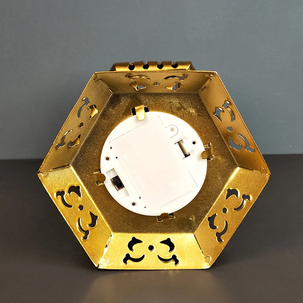 

Iron Storm Lamp Portable Ramadan Light Decorative Lantern Party Props Desktop Ornaments Warm Light Batteries Not Included