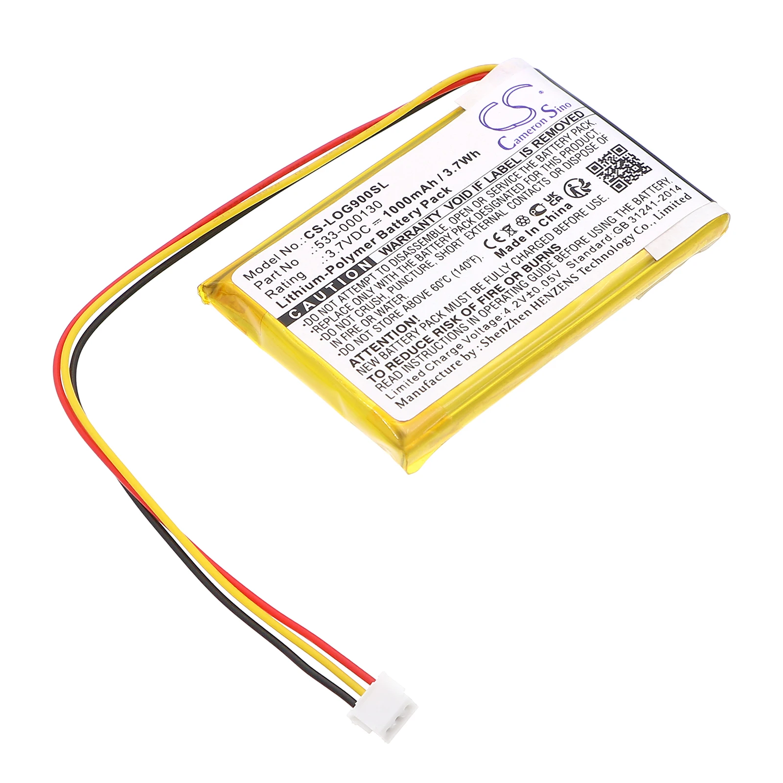 CS Replacement Battery for Logitech G900,G403,G703,G903 PN:533-000130 1000mAh / 3.7Wh