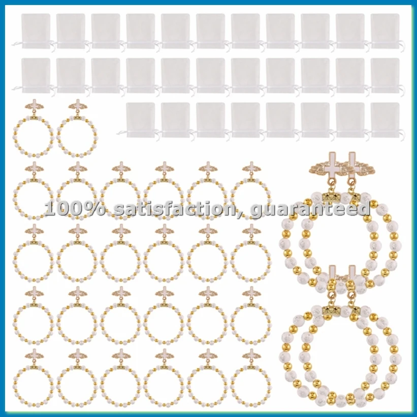 

Браслет с крыльями ангела в подарок с органзовой сумочкой, акриловый сувенир для мальчиков и девочек на крестины, причастие, день рождения, свадьбу - A50M