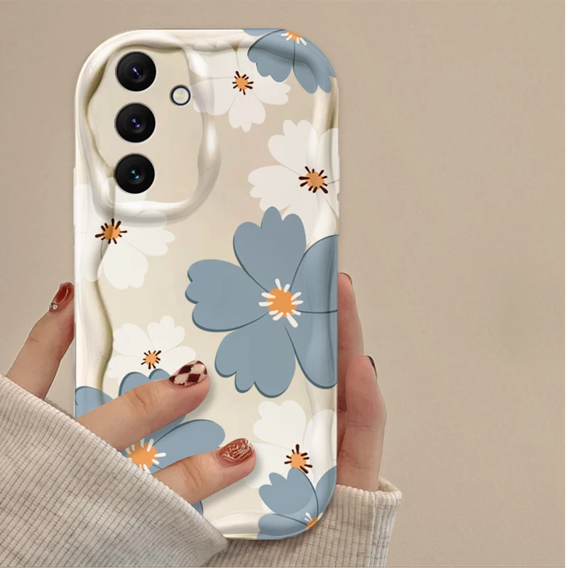 Capa de Telefone com Padrão de Lírios Rosas para Samsung Galaxy A16 A06 A55 A35 A25 A15 A05 A05S A54 A34 A24 A14 A73 A53 A33 A23 A52