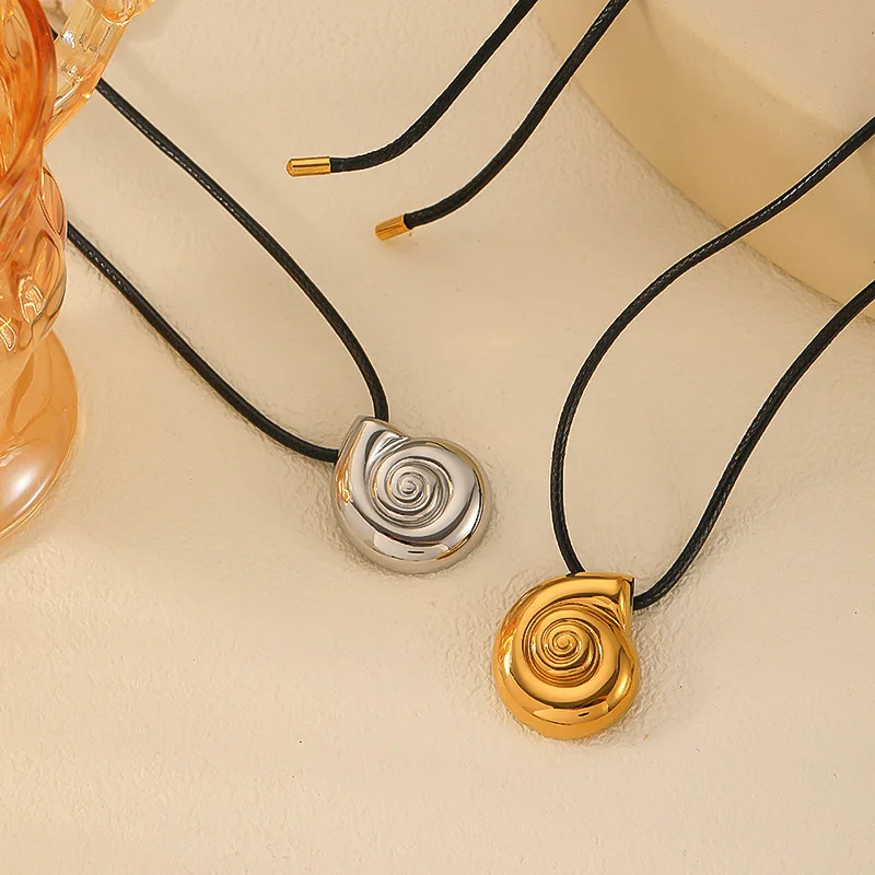 Stainless Steell Cute Turtle Pendant Necklace for Women Men Trendy Conch Starfish Imitation Pearl Coral Beading Choker Jewelry