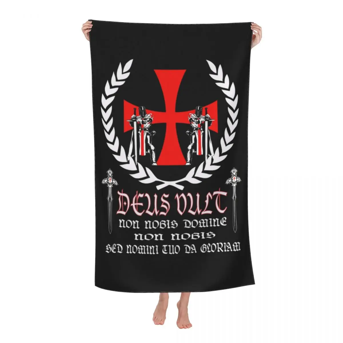 Personalized Quick Drying Microfiber Bath Beach Towel Super Soft Catholic Cross Pool Shower Towels