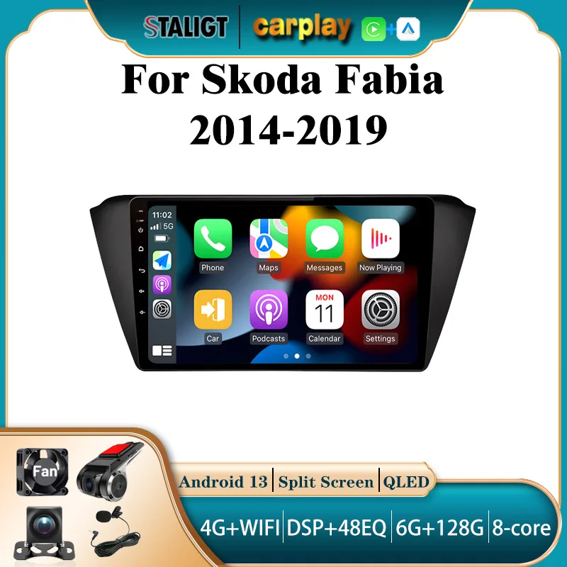 

Android14 For Skoda Fabia 2014-2019 Multimedia Car Play Car Radio Carplay Wireless Video DSP Stereo WIFI GPS 4G navigation GPS