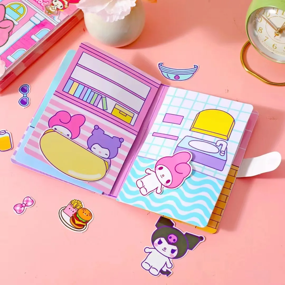 Nowa Kawali Sanrio moja melodia Kuromi naklejki gry cicha książka zabawna DIY domowej roboty melodia książki dziewczyny Anime zabawki prezentowe dla