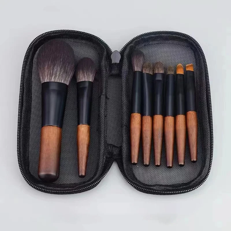 OVW 8PCS Mini Makeup Brush Set with Free Bag Animal Hair Cosmetic Brush Powder Foundation Blush Blending Brush Kit