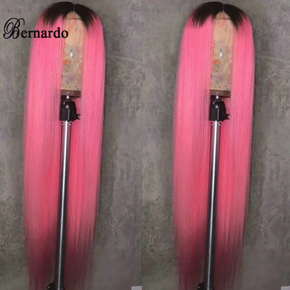 بيرناردو طويل موجة المياه الدانتيل الجبهة الباروكة أومبير الوردي الاصطناعية الباروكات مع شعر الطفل أمامي الباروكات للنساء مستقيم الدانتيل الباروكة