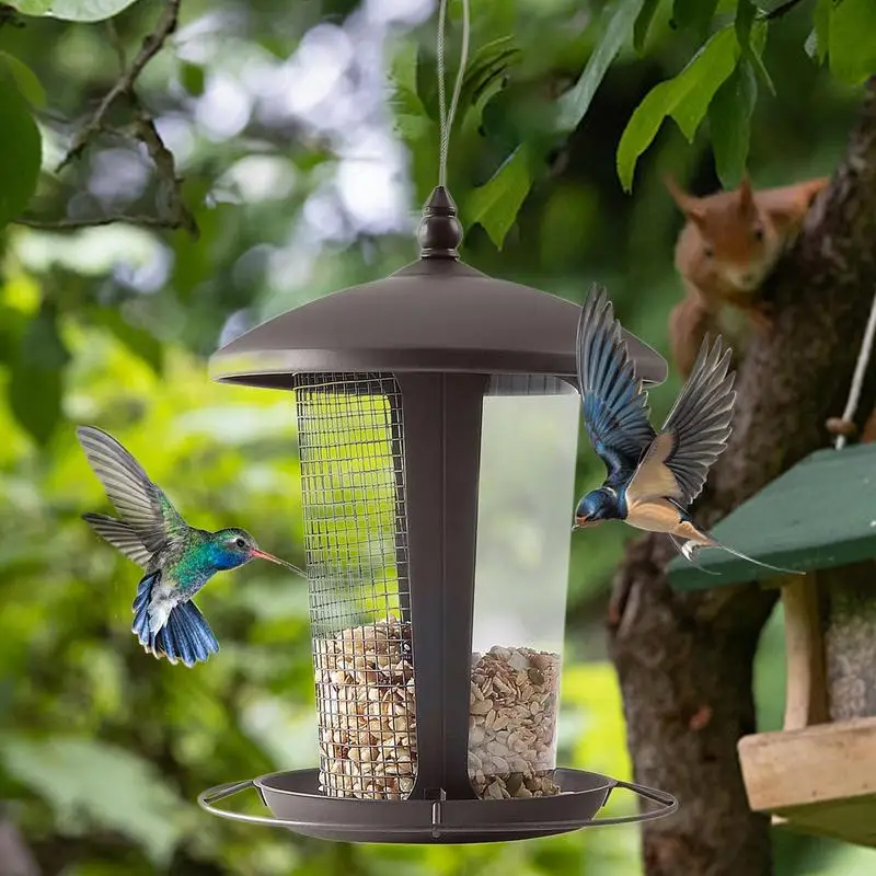 Bird Feeder Metal Wild Bird Feeder Heavy Duty Large Capacity Weather Squirrel Resistant Water Proof Wild Bird Feeders With