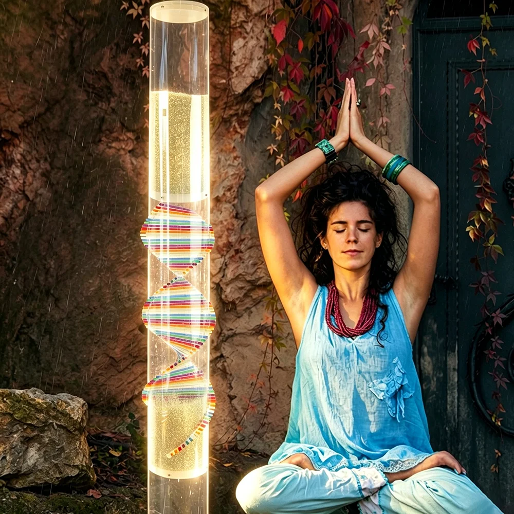 72/100/110cm Transparent Spiral DNA Rain Stick Long SustainRainmaker Shaker Sound Healing Meditation Yoga Percussion Instrument