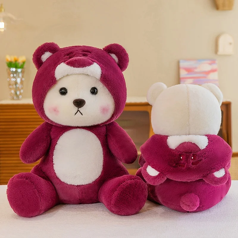 1Pcs 28/40cm Cute Rose Red Cartoon Bear Plush Toys Cartoon Animals Soft Stuffed Dolls For Gift