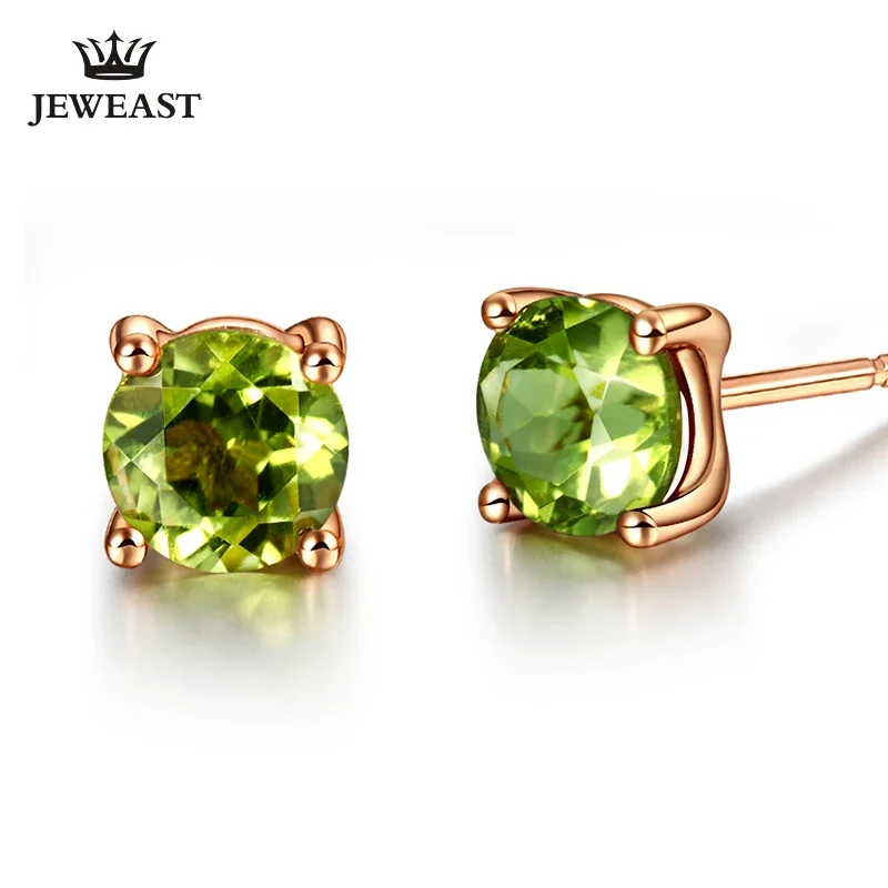 

Natural olivine 18K Pure Gold Earring Real AU 750 Solid Gold Earrings Diamond Trendy Fine Jewelry Hot Sell New 2025