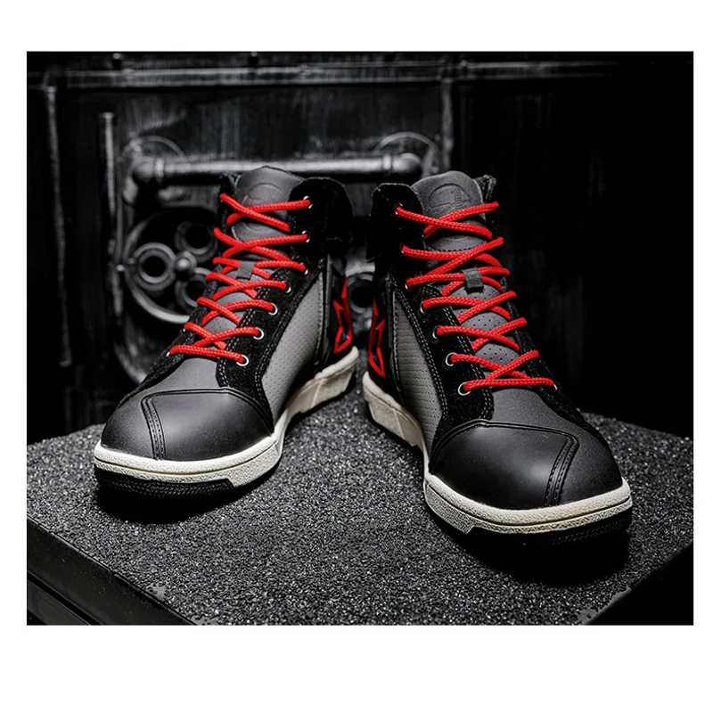 

HOT Moto Shoes Men Riding Boots Casual Flat Shoes Anti-collision Toe Heel Protection Outdoor Cycling Motobike Sports Sneakers