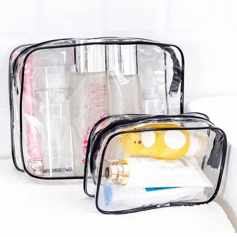 Men Women Travel Bath Wash Toiletry Storage Bags PVC Transparent Cosmetic Bag Clear Zipper Makeup Bags Organizer  Make Up Case