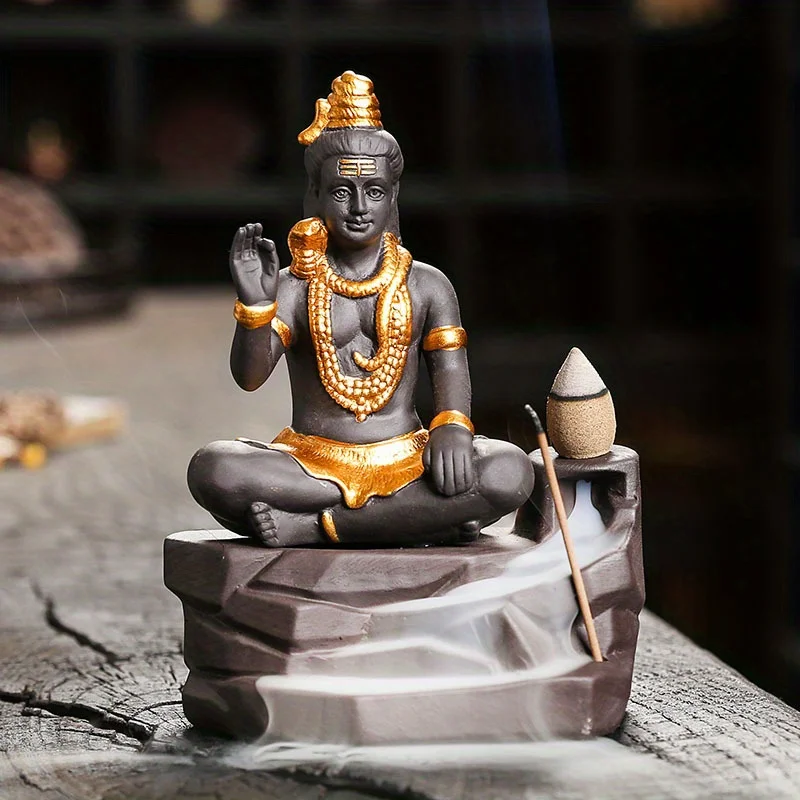 

1pc MiniDeal Zen Shiva Backflow Incense Burner with Lucky Feng Shui Buddha Statue –Home Decor for Meditation&Spiritual Healing