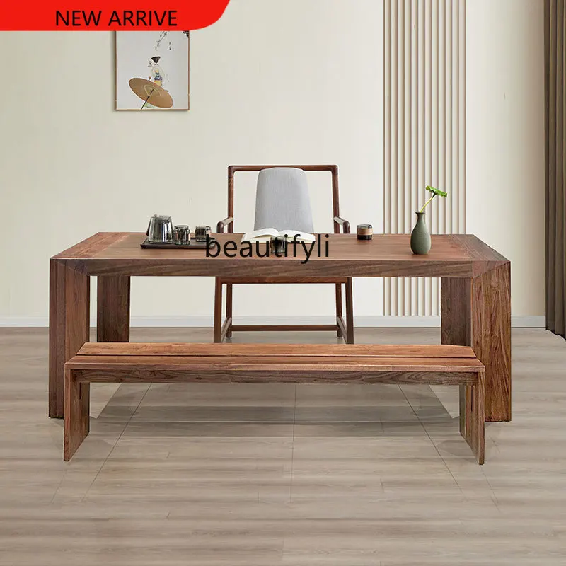 North America Black Walnut Wood Table Simple Rectangular Large Board Dining Table Solid Wood Table G1218