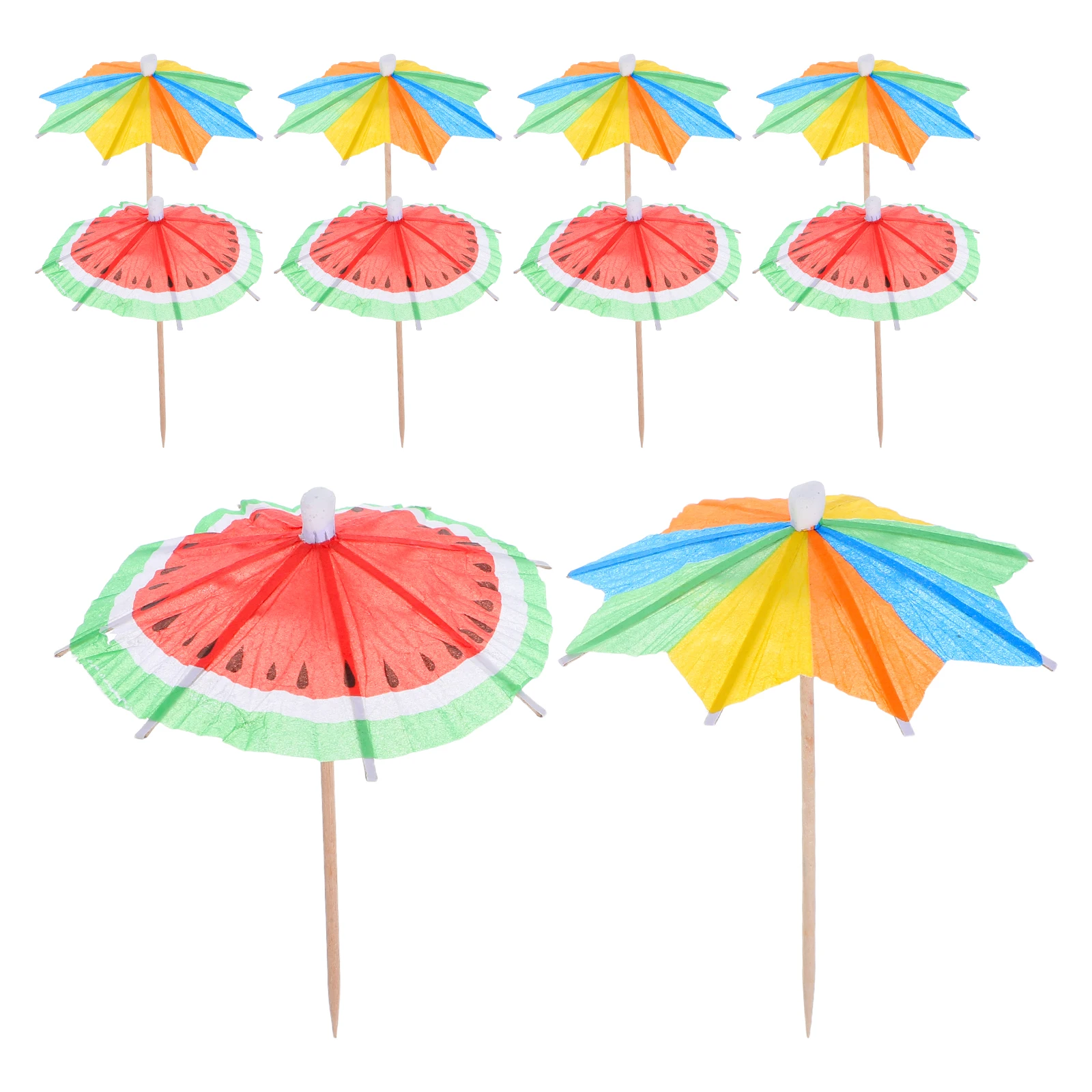 

100Pcs Cocktail Picks Tropical Umbrella Fruit Picks Disposable Party Drink Decoration Cute Toothpicks for Cupcakes Garnishes