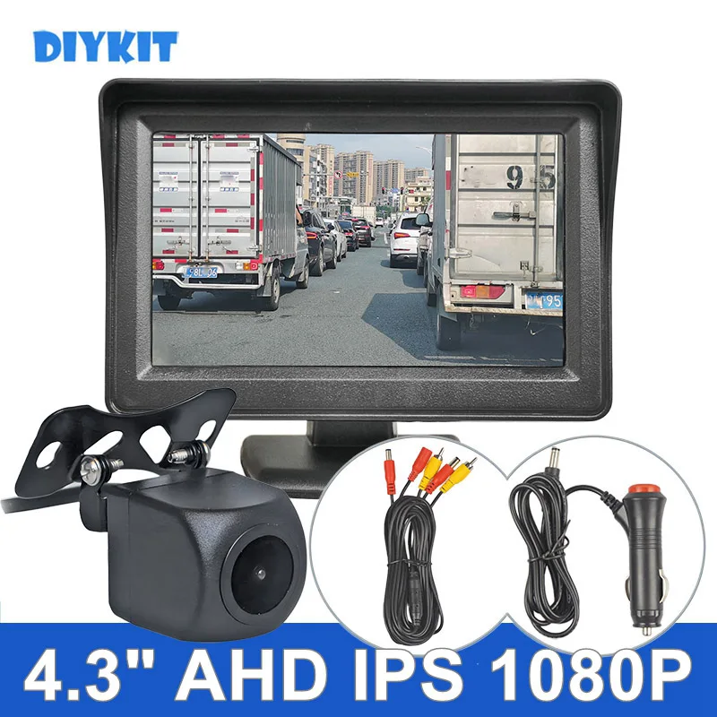 

DIYKIT 4.3inch AHD IPS 800*480 Rear View Car Monitor Backup Monitor 1080P Starlight AHD Reverse Car Camera