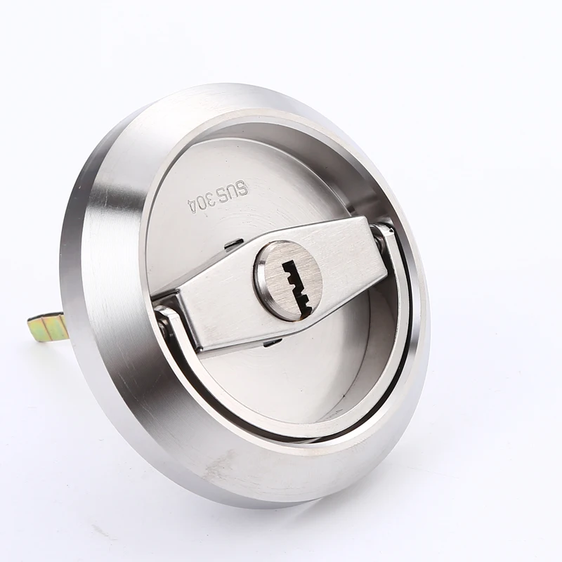 

Stainless steel double sided pull ring handle invisible door lock manual rotary switch keyless for bedroom room wooden door