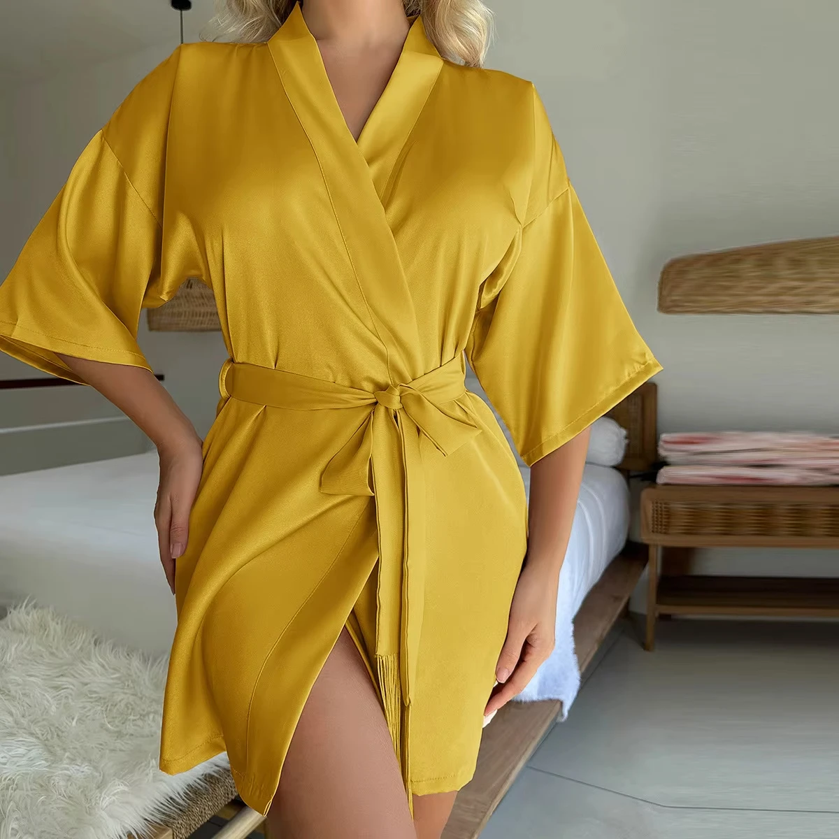 Women's Clothes 2025 Sexy Four Seasons Pajamas Dress Solid Silky Robe Comfortable Homewear Ladies Fashion Soft Lace Nightgowns image 5