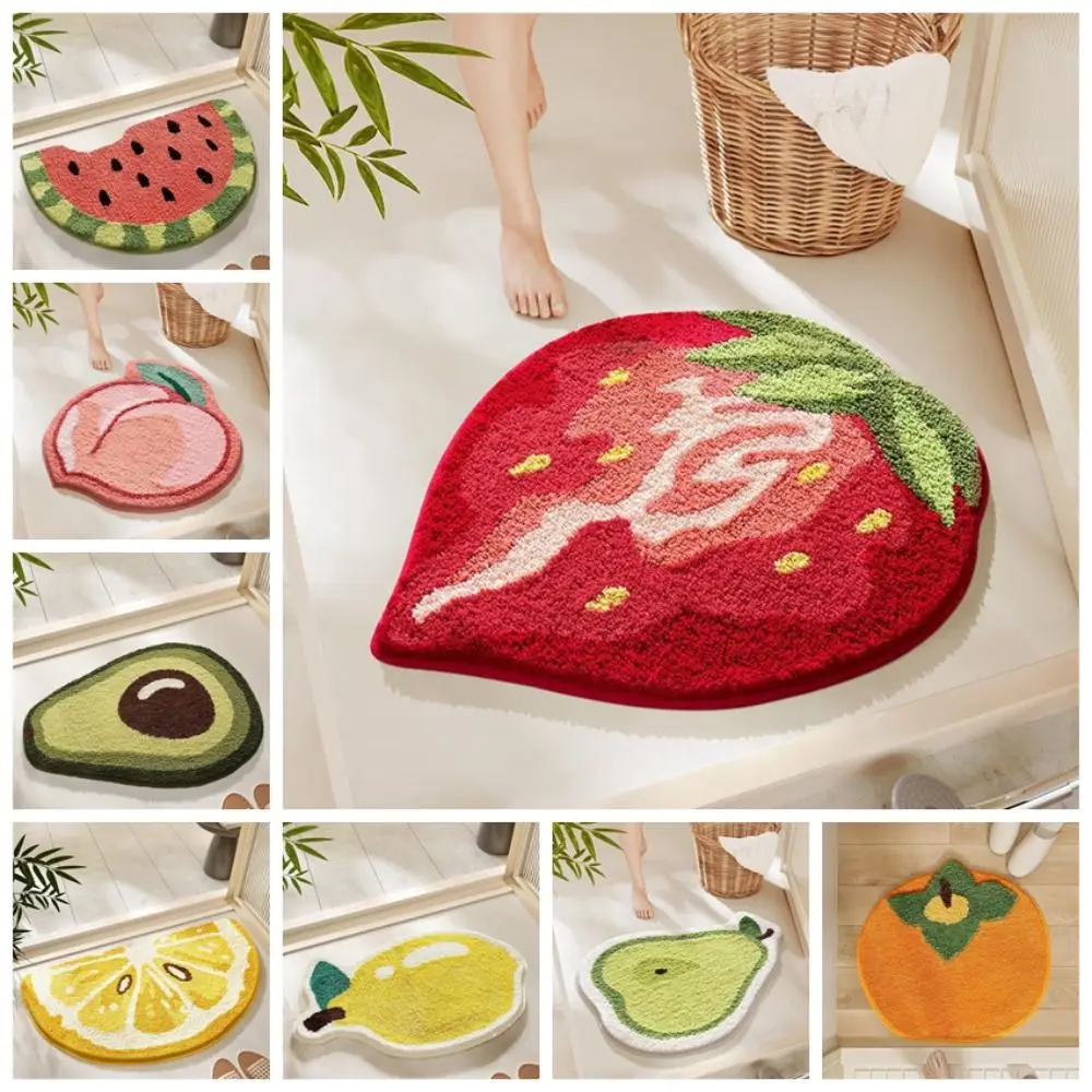 Cute Imitation Cashmere Fruit Bath Mats Soft Absorbent Carpet Non-slip Thickened Bathroom Rugs Home Decor