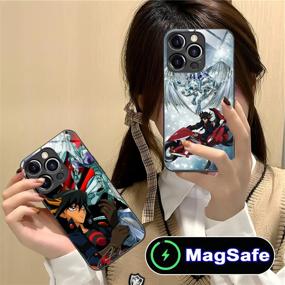 

Чехол для мобильного телефона Yugioh Yusei Fudo для iPhone 17, 16, 15, 14, 13, 12, 11 Air Pro Max Plus Mini MagSafe, стеклянный цветной чехол, роскошный