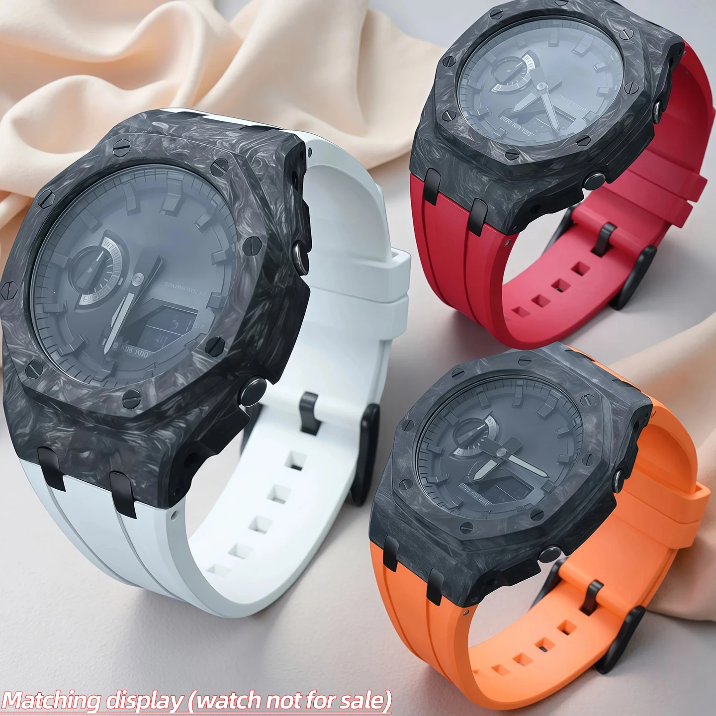 Ga2100 Lightweight DIY Watch bezel For Casio Ga-2100/2110 GAB2100 Mod Kit Carbon Fiber Case & Fkm Rubber Strap With Screws Corre