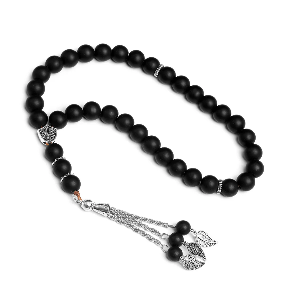 Muslim Prayer Beads religious Handcrafted 10mm Black Frosted Crystal 33-Bead TASBIH Islamic Prayer Beads sold jewelry