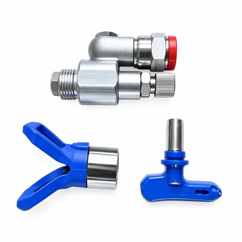 3600 PSI Shut Off Valve 7/8” Size 180° Stainless Steel Swivel Joint Alloy Silver+Blue Airless Paint Sprayer Valve