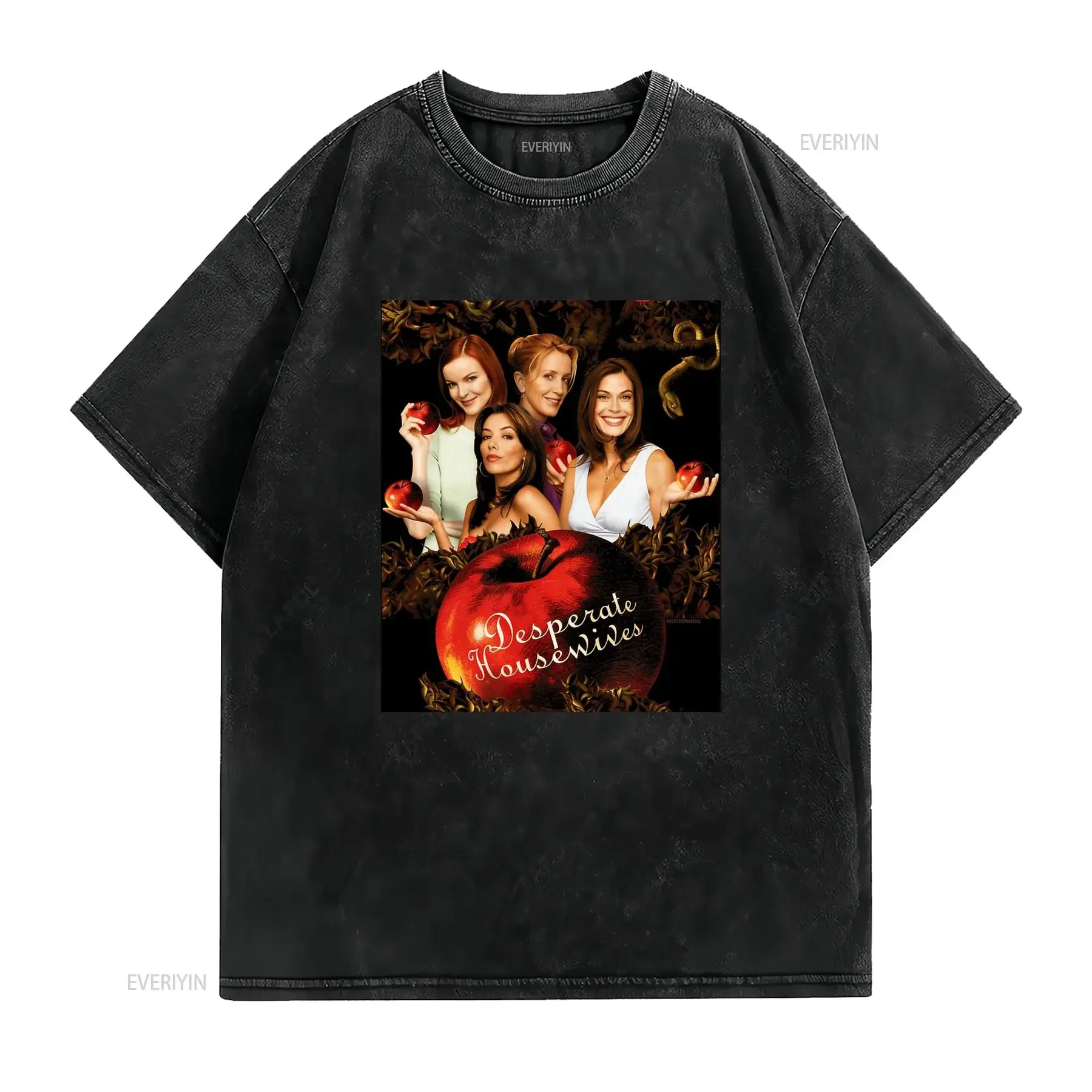 Maglietta da donna con logo Desperate Housewives Girocollo casual tessuto leggermente elasticizzato vestibilità vintage Washed