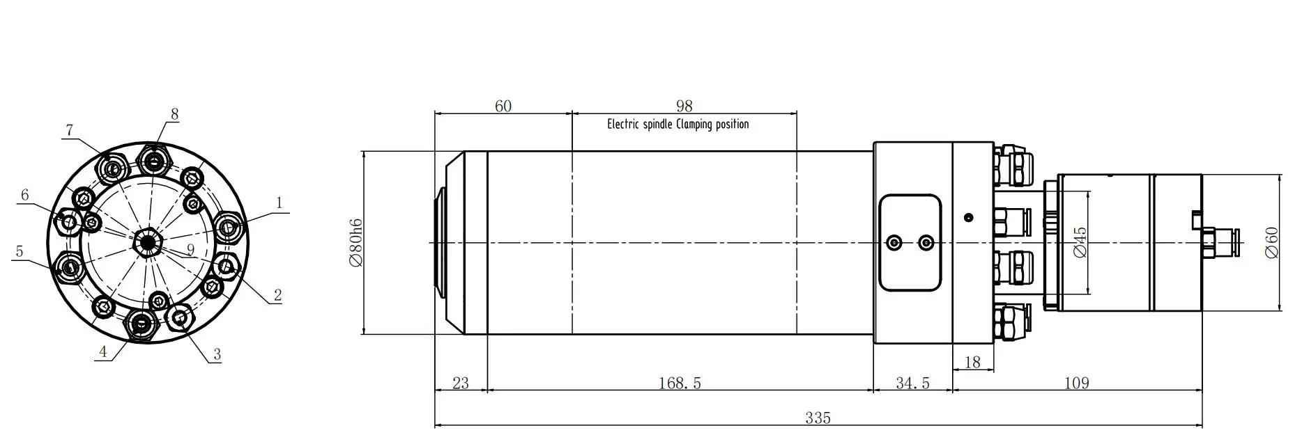 GDL80-20-24Z-2.2B HQD 7.6A 800Hz 220V 2.2Kw CNC ATC Spindle Motor Water Cooled Inverter 24000RPM Bearing Milling