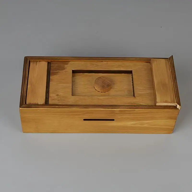 Vintage LuBan Storage Concealed Box Secret Compartment Cabinet Hidden Mechanism Wooden Mechanical Case