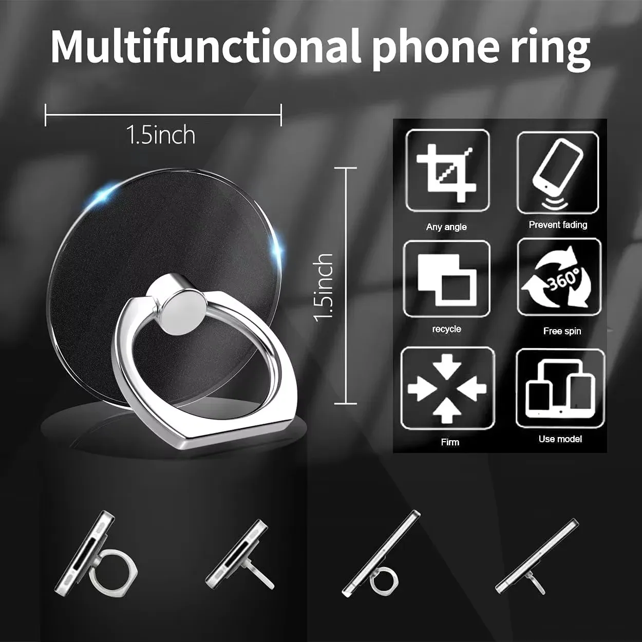 Transparent Finger Ring Cell Phone Holder 360°Rotating Finger Ring Cell Phone Holder Ring Buckle Universal Car Accessories