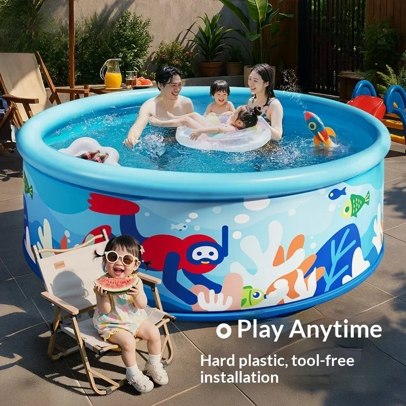 Portable Foldable Non Inflatable Backyard Swimming Pool Family Baby Kids Adults Home Garden Tub Easy Setup Durable Inflatable